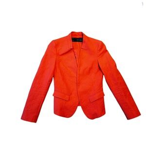 ZARA BASIC Orange Textured Blazer Jacket Women's Size XS Made in Spain